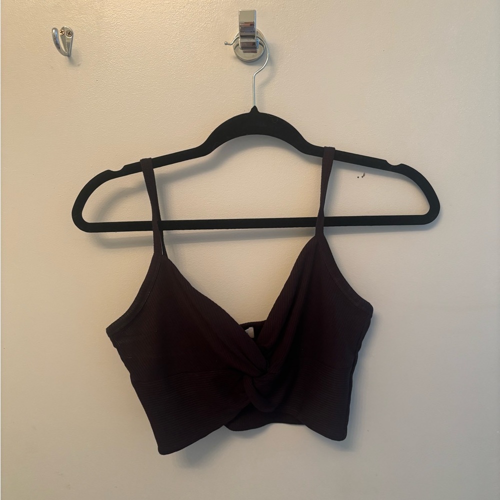 Wilfred black cropped Twist-Front Tank Top